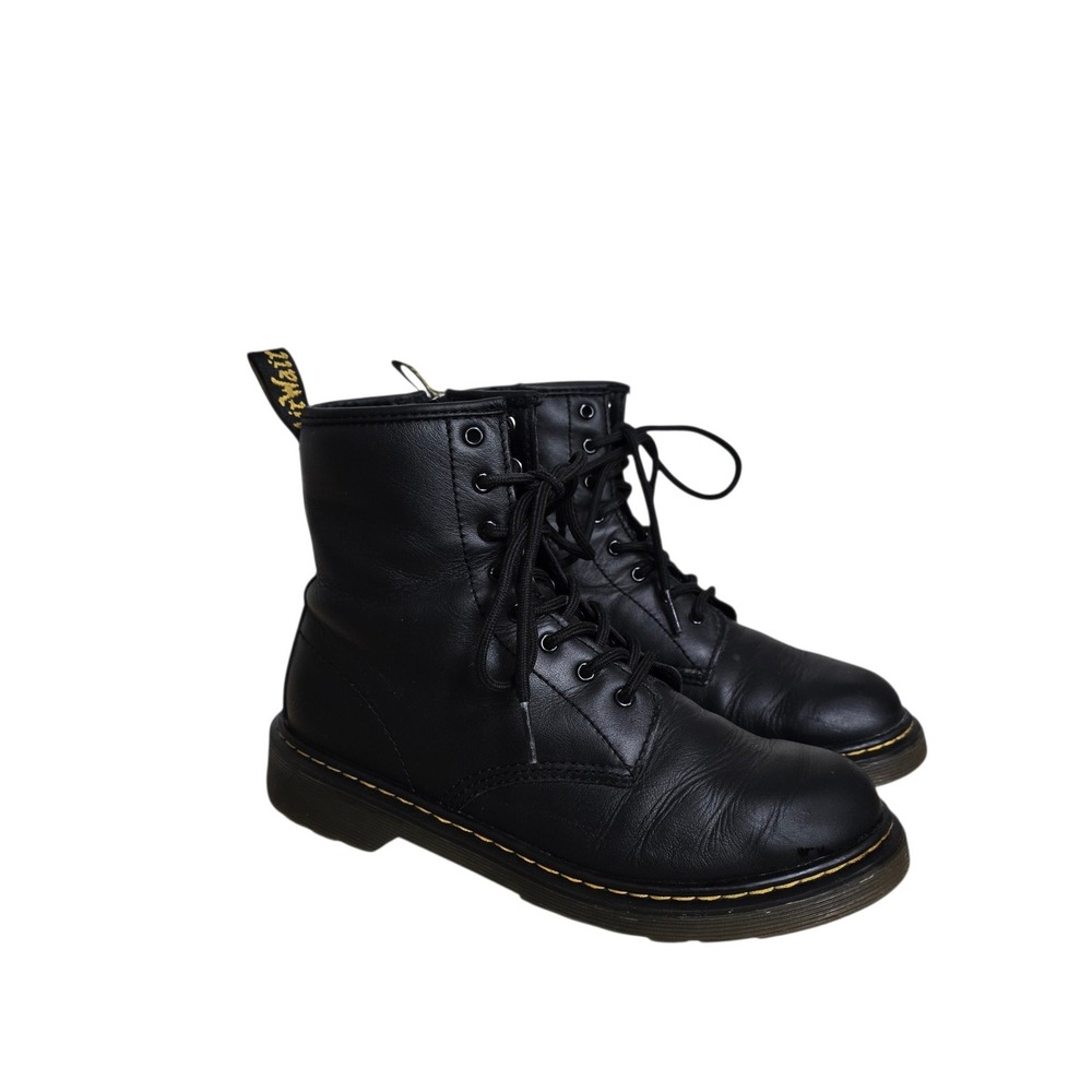 Dr. Martens 1460 Y Black Leather Lace Up Side Zip Junior Boots Size US 6L 5M